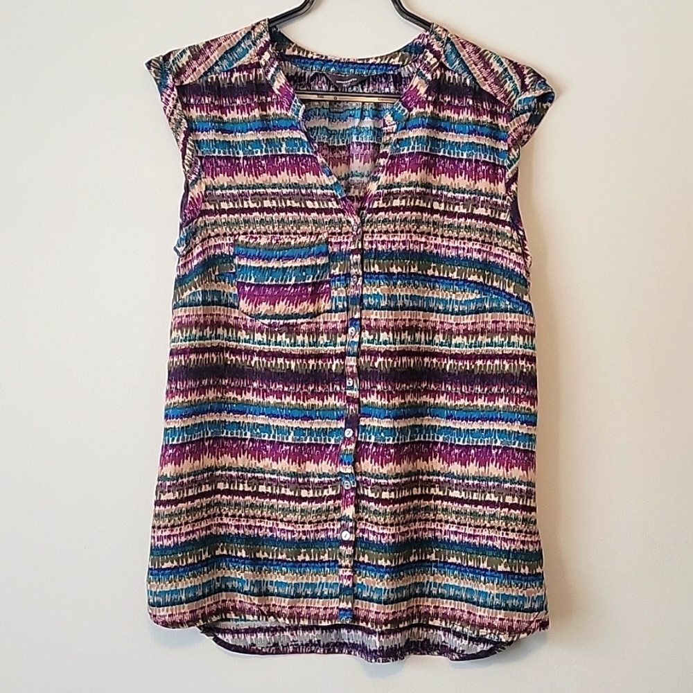 Colorful Button-Up Blouse